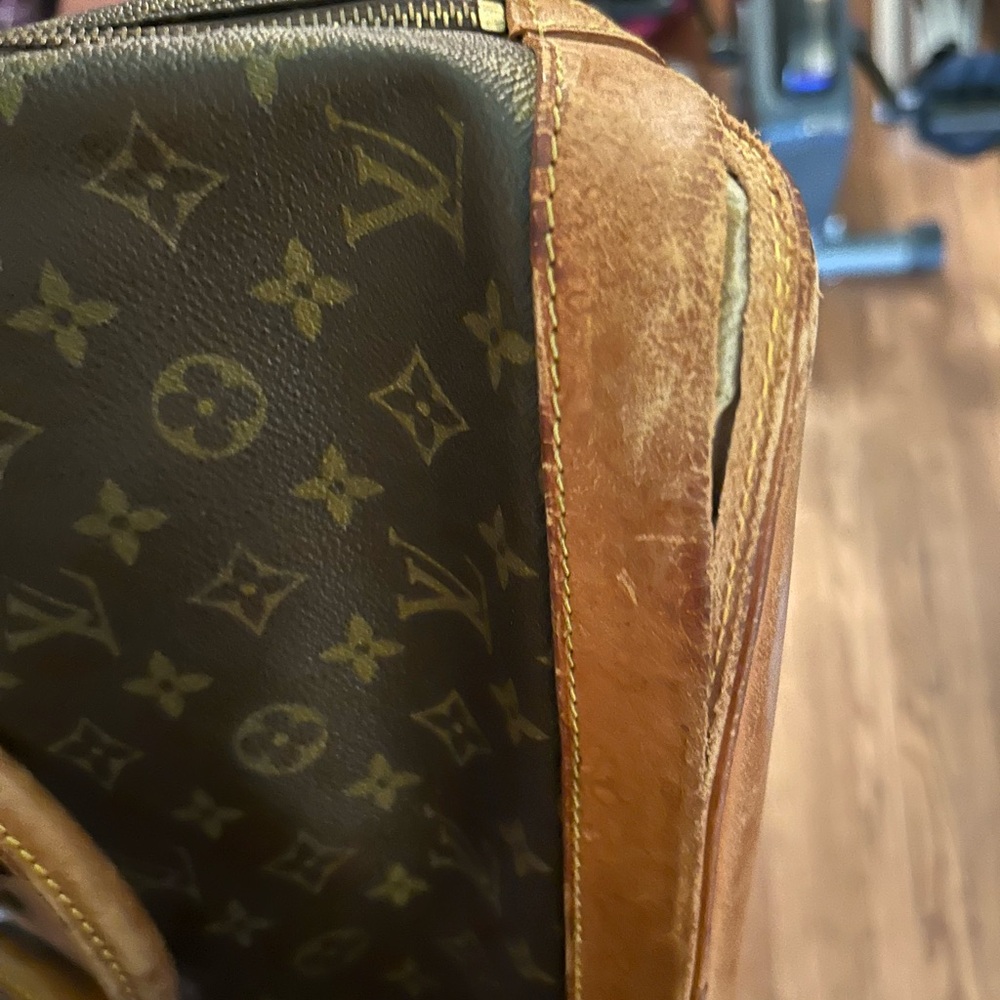 Louis Vuitton Brown Monogram Canvas Top-Handle Bag with Tan Leather Trim - Picture 8 of 9